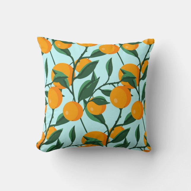 Sinaasappels takken, citrus  print. kussen (Voorkant)