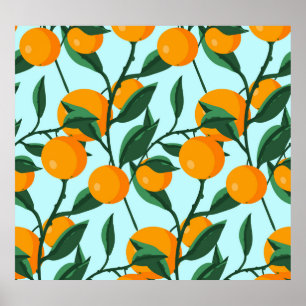Sinaasappels takken, citrus  print. poster