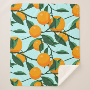 Sinaasappels takken, citrus print. sherpa deken