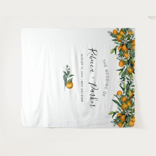 Sinaasappels Trouw achtergrond Fotobooth Wandkleed (Voorkant (horizontaal))