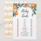 Sinaasappels Twin Baby shower Baby Traits spel (Voorkant / Achterkant)