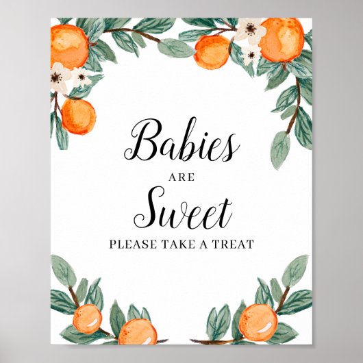 Sinaasappels Twin Baby shower Baby's zijn lief tek Poster (Voorkant)