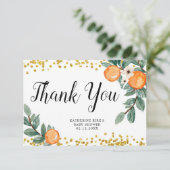 Sinaasappels Twin Baby shower dank u kaart (Staand voorkant)