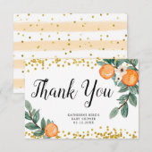 Sinaasappels Twin Baby shower dank u kaart (Voorkant / Achterkant)