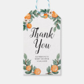 Sinaasappels Twin Baby shower Dank u Label Cadeaulabel (Voorkant)