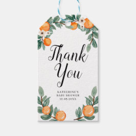 Sinaasappels Twin Baby shower Dank u Label Cadeaulabel