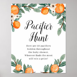 Sinaasappels Twin Baby shower fopspeen Hunt Poster