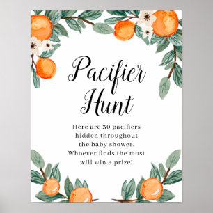 Sinaasappels Twin Baby shower fopspeen Hunt Poster