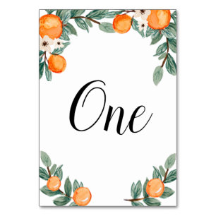 Sinaasappels Twin Baby shower Tabel Nummer Thema Kaart
