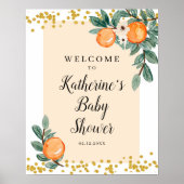 Sinaasappels Twin Baby shower Welkomstbord Poster (Voorkant)