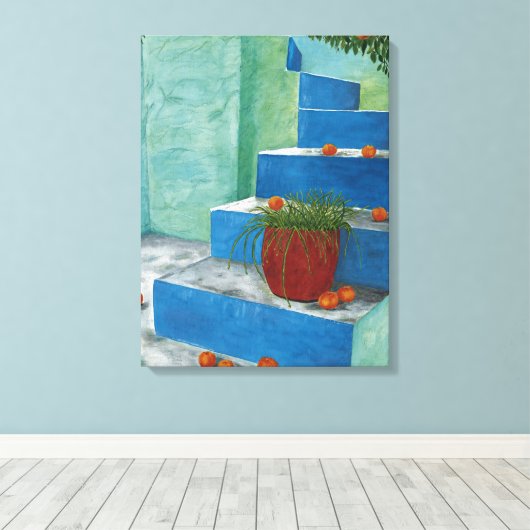 Sinaasappels van de Griekse Waterverf-schilderings Canvas Afdruk (Insitu (Houten vloer))