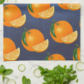 Sinaasappels van de marineblauw Waterverf Theedoek (Gevouwen)