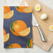 Sinaasappels van de marineblauw Waterverf Theedoek (Quarter Fold)