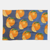 Sinaasappels van de marineblauw Waterverf Theedoek (Horizontaal)