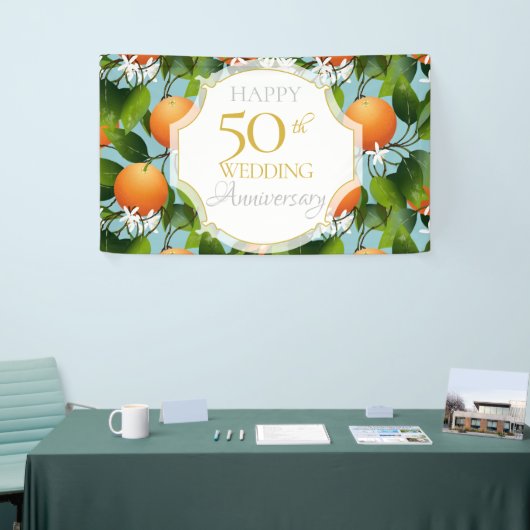 Sinaasappels van de partij Jubileum van citrusvruc Spandoek (Beurs)