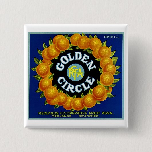 Sinaasappels van Golden Circle Vierkante Button 5,1 Cm (Voorkant)