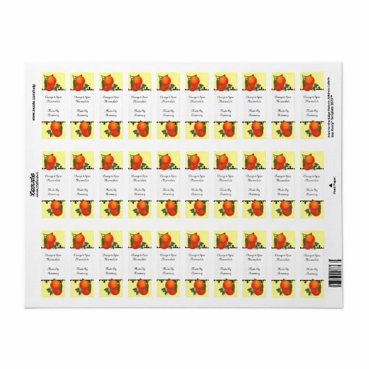  Sinaasappels Verkannen of Zeep Klein Etiket (Full Sheet)