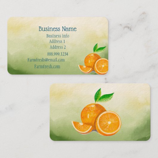 Sinaasappels, vers vruchtensap of Drink Visitekaartje (Voorkant / Achterkant)