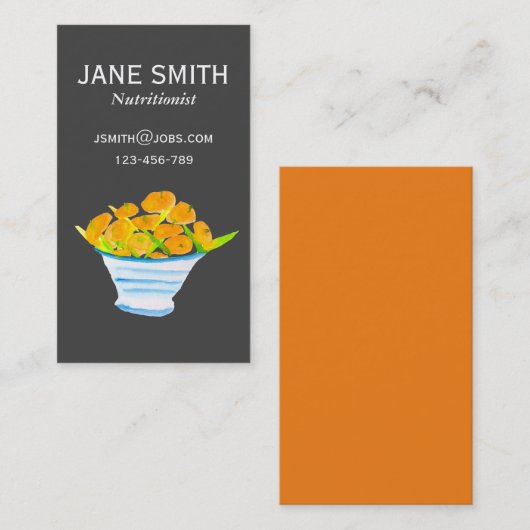 sinaasappels voedingsdeskundige wellness coach vis visitekaartje (Voorkant / Achterkant)