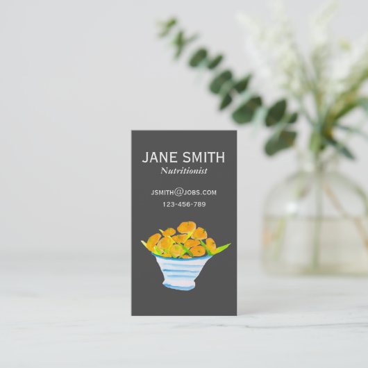 sinaasappels voedingsdeskundige wellness coach vis visitekaartje (Staand voorkant)