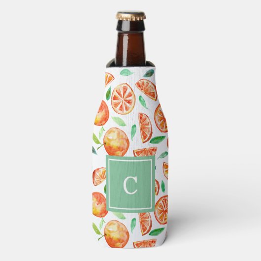 Sinaasappels voor de Waterverf van Cute Monogram C Flesjeskoeler (Fles Voorkant)