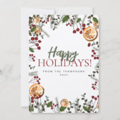 Sinaasappels voor kerstfeestdagen Aangepaste famil Feestdagenkaart (Voorkant)