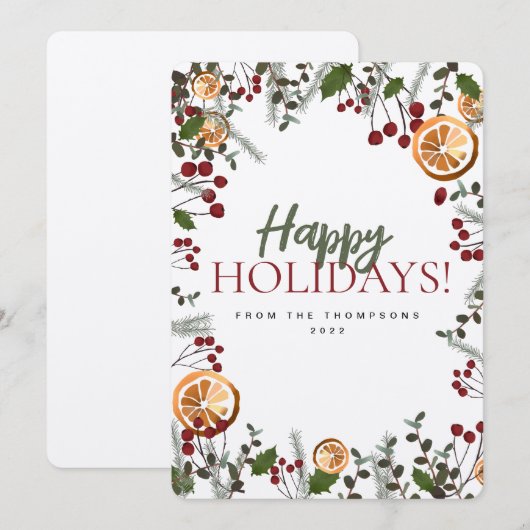 Sinaasappels voor kerstfeestdagen Aangepaste famil Feestdagenkaart (Voorkant / Achterkant)