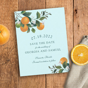 Sinaasappels Vruchten en bloesems Bewaar de datum- Save The Date