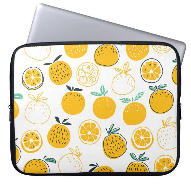  Sinaasappels Vruchten Naadloze Illustratie Laptop Sleeve (Voorkant)