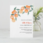 Sinaasappels watergekleurde luxeverjaardag kaart (Staand voorkant)