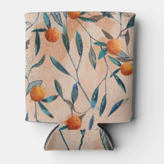 Sinaasappels Waterverf: Bloemen naadloos patroon Blikjeskoeler