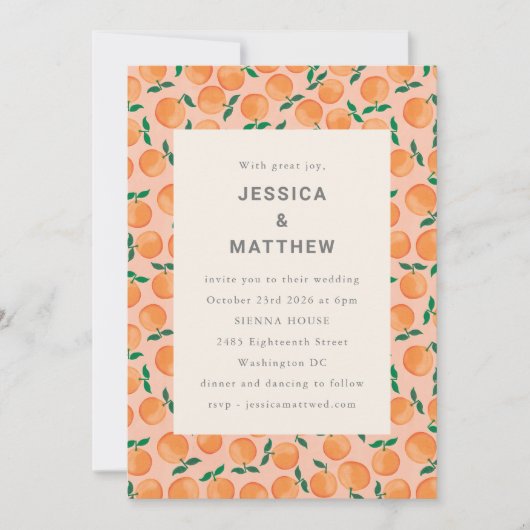 Sinaasappels Waterverf Boho Wedding Kaart (Voorkant)