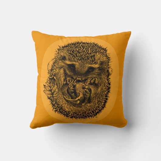 Sinaasappels werpkussen met slapende egel kussen (Achterkant)