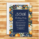 =Sinaasappels Wit Bloemen Navy Blue 30e Verjaardag Kaart<br><div class="desc">30e verjaardagsfeestuitnodiging versierd met sinaasappels en witte bloesems op een marineblauwe achtergrond. Deze uitnodigingen kunnen worden aangepast voor iedereen van elke leeftijd. Neem contact met mij op voor hulp bij uw aanpassingen of om aanvullende matching of coördinatie van Zazzle producten aan te vragen voor uw feest.</div>