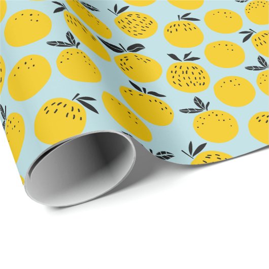 Sinaasappels Zomer: Vruchtbare  Patroon Cadeaupapier (Rol Hoek)