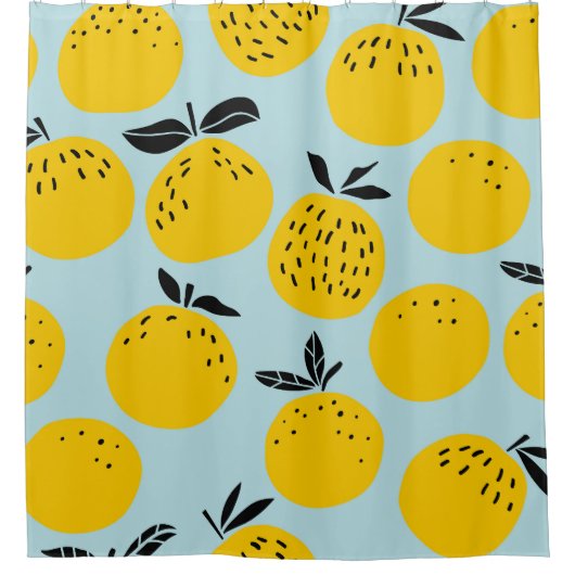Sinaasappels Zomer: Vruchtbare  Patroon Douchegordijn (Voorkant)