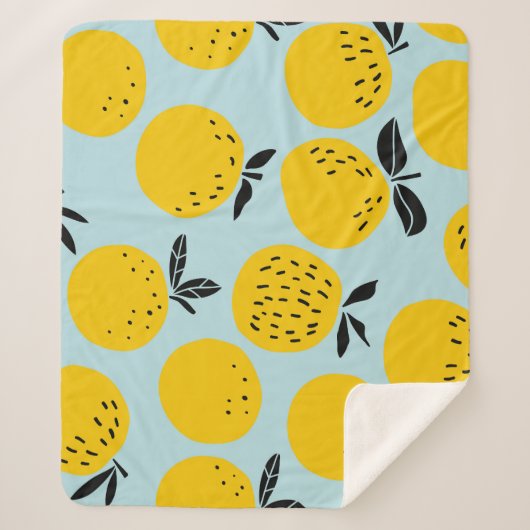 Sinaasappels Zomer: Vruchtbare  Patroon Sherpa Deken (Voorkant)