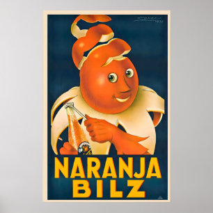 Sinaasappelsap Naranja Bilz Achille Mauzan Vintage Poster