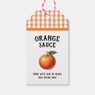 Sinaasappelsaus Conserveringslabel geruit patroon Cadeaulabel