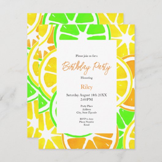 Sinaasappelschijfjes Kaart (Voorkant / Achterkant)