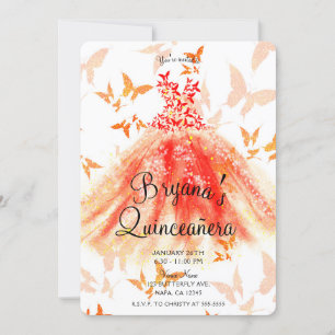 Sinaasappelsrode vlinder dansjurk Quinceañera fees Kaart