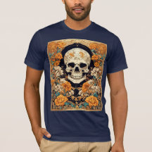 Sinaasappelsrozen rond een schedel Art Nouveau Des