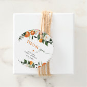 Sinaasappelthema oranje blad bruid dank je bedankjes labels (In situ)