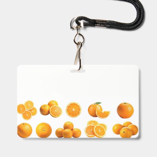 Sinaasappelverkopersbadge Badge (Voorzijde met lanyard)