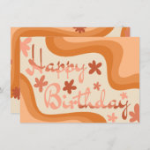 Sinaasappelvormige golvende bloemige verjaardagska kaart (Voorkant / Achterkant)