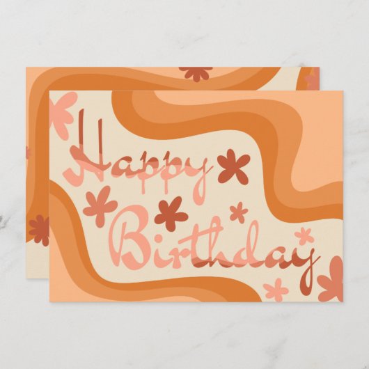 Sinaasappelvormige golvende bloemige verjaardagska kaart (Voorkant / Achterkant)