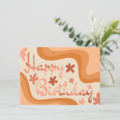 Sinaasappelvormige golvende bloemige verjaardagska kaart (Staand voorkant)