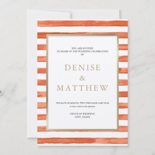 Sinaasappelwaterverfstrepen & gouden letters kaart (Voorkant)