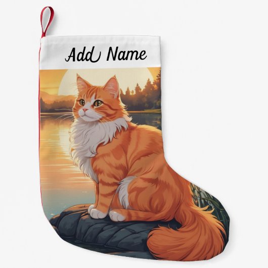 Sinaasappers Perzische Kat Kleine Kerstsok (Voorkant)