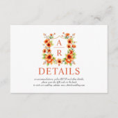 Sinaasbloemkleurige bloemenkroon en QR-code bloemi Informatiekaartje (Voorkant)